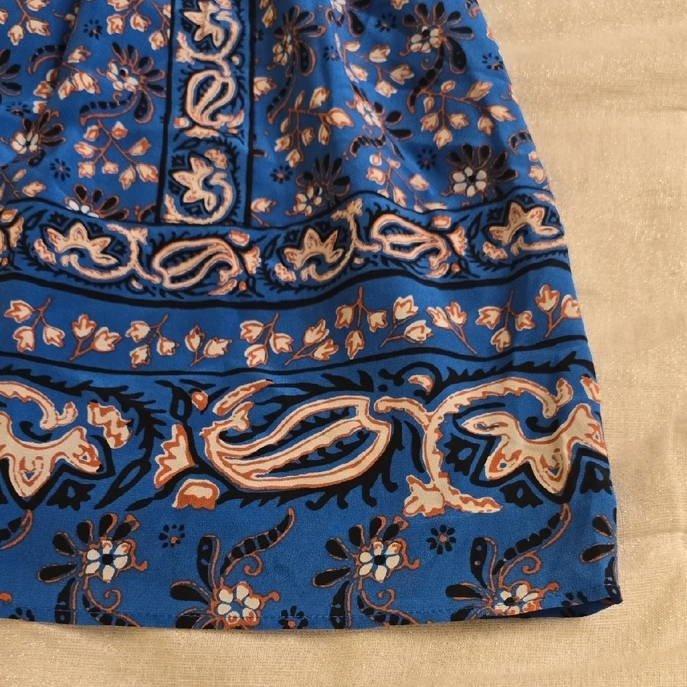 J. Crew Silk Vibrant Blue Floral Mini Dress.